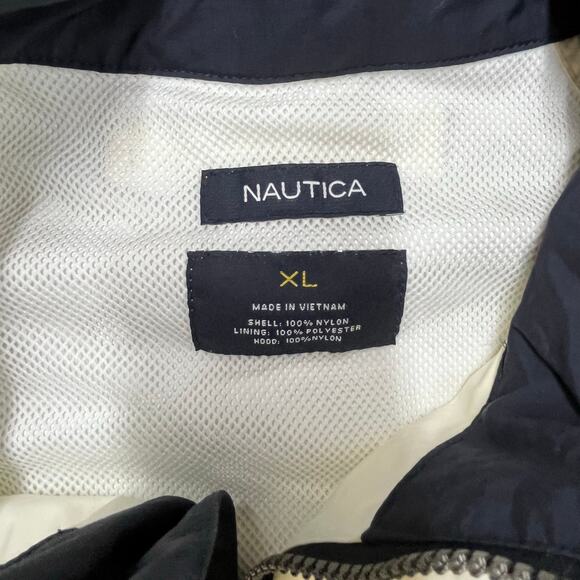 Vintage 90s Nautica Mens XL Sailing Windbreaker Raincoat NS-83 Hooded White - Picture 6 of 15